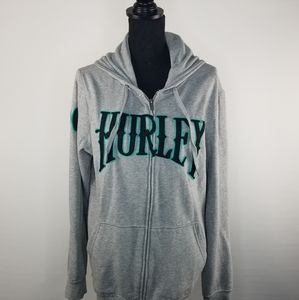 Hurley Large Grey Zip Up Jacket Hoodie